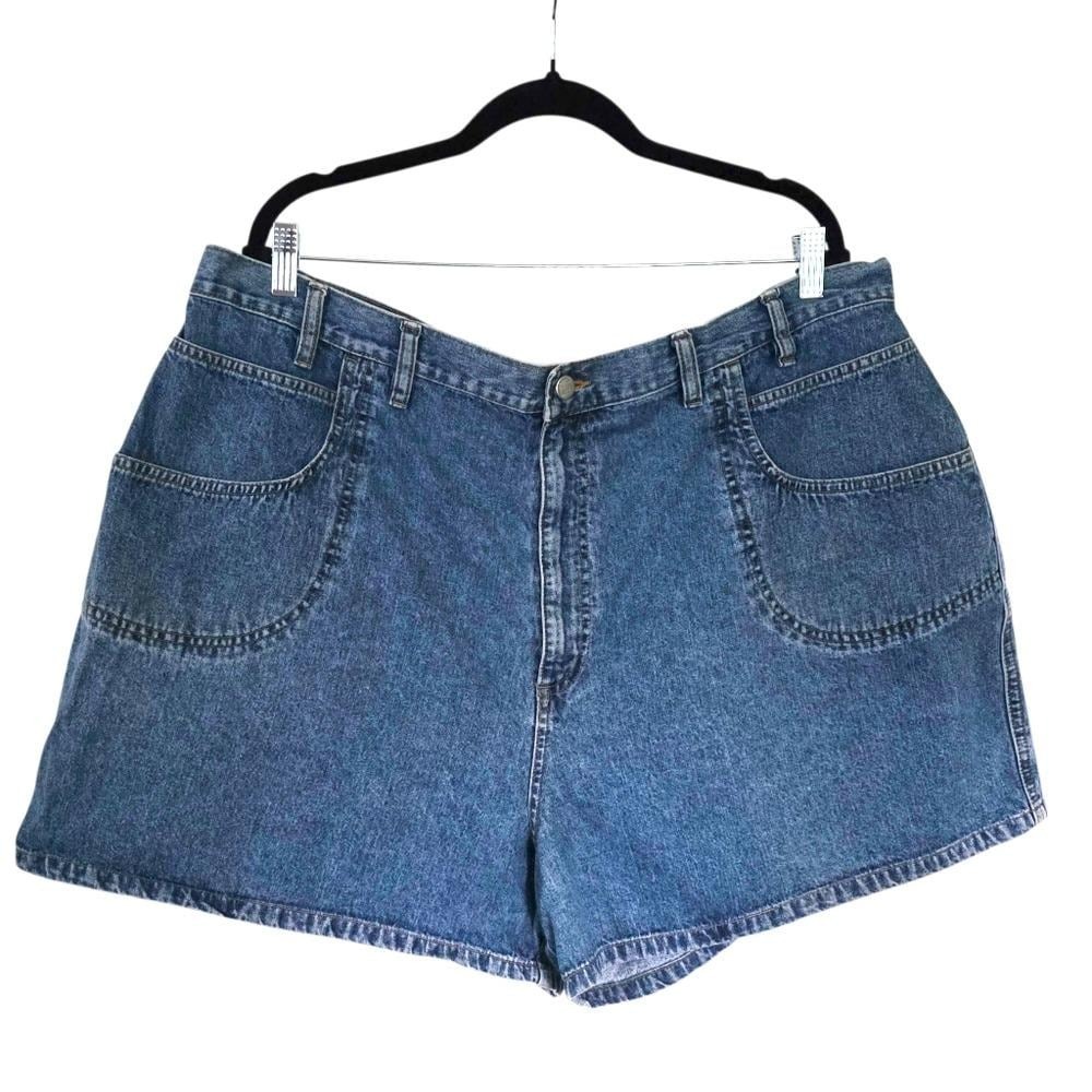 Vintage 42" Waist LA Blues Cotton Denim Shorts Plus Size 26 High Rise